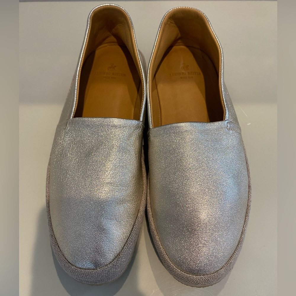 New Ludwig Reiter gold metallic leather flats shoes, size 37